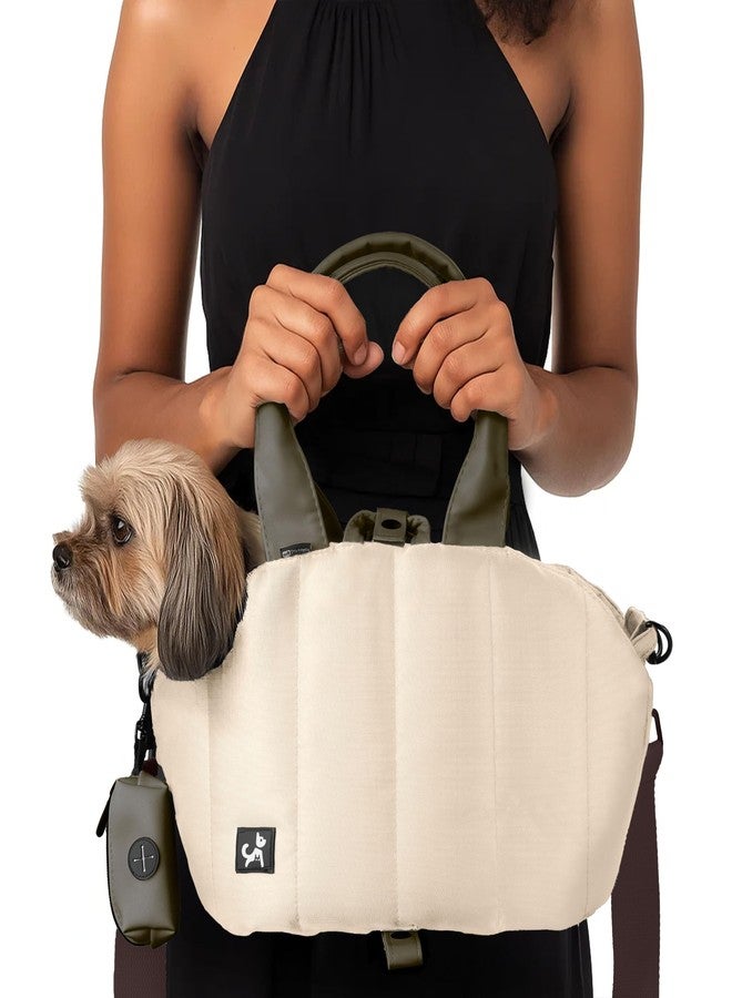 Sytopia Small Dog Carrier Purse, Portable Pet Carrier Tote Carrier with Pockets, Adjustable Safety Leash, Waterproof Dog Travel Bag, Travel Pets Purse up to 4 Lbs, Cream Beige - Image 1